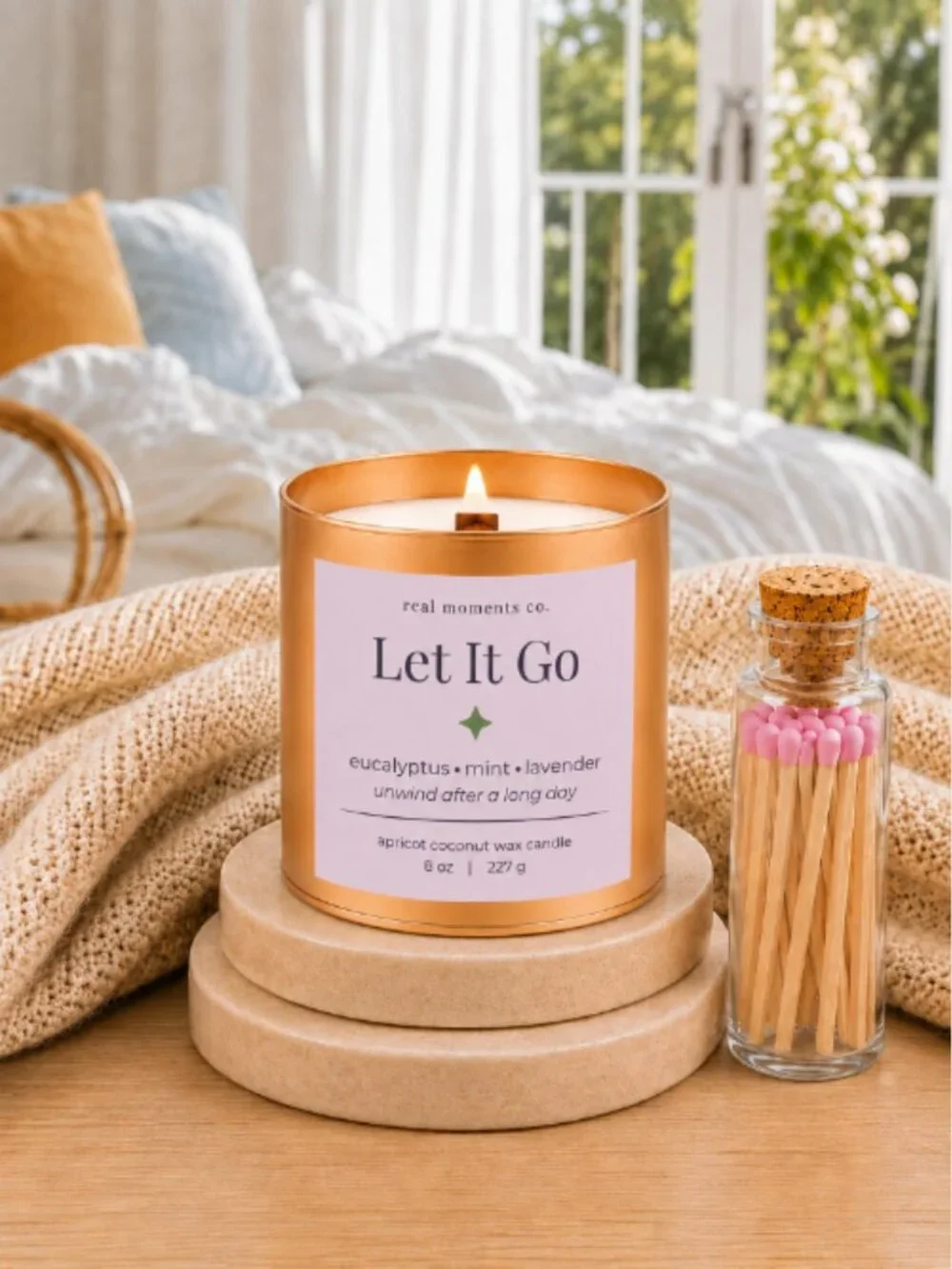 Let It Go Candle, Eucalyptus, Mint & Lavender, Self Care Candle Gift Set